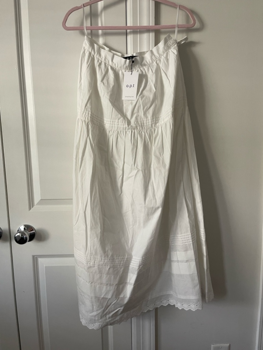 o.p.t. White Maxi Skirt with Lace Trim